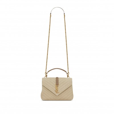 YSL COLLEGE MEDIUM IN QUILTED LINEN 6002792M5179673 (24*17*6.5cm)